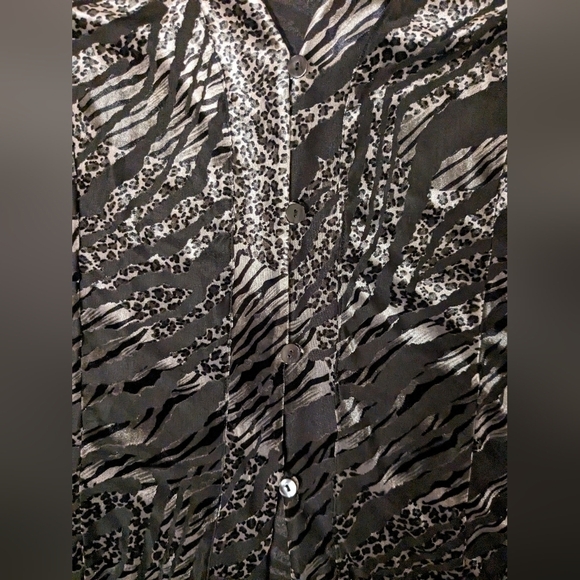 Chico's Leopard Print Longline Button Up Velvet Cardigan - Picture 7 of 12